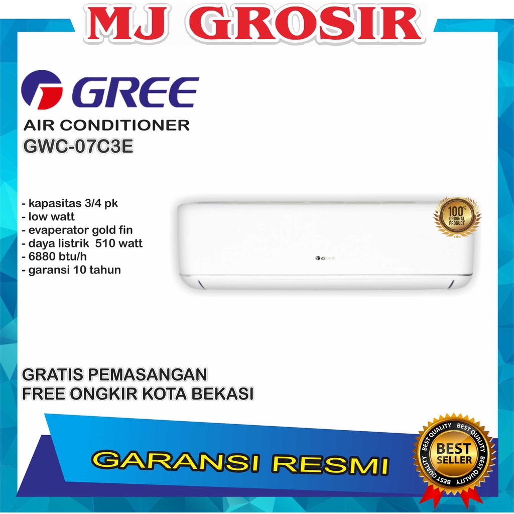 AC GREE GWC 07 C3E 3/4PK GWC07C3E 3/4PK + PASANG R32 LOW WATT LOW VOLT