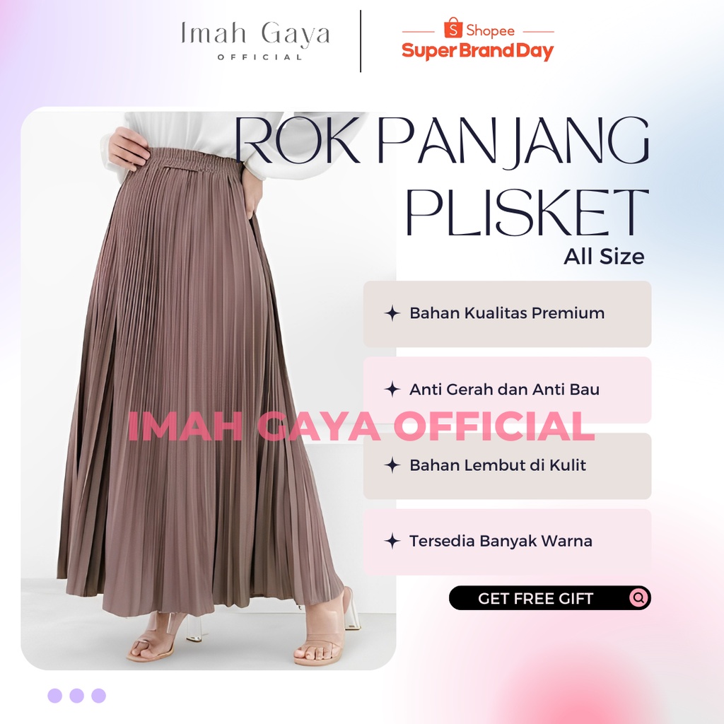 Rok Plisket Hyget Wanita Dewasa Standar Polos Rempel Hyget Super