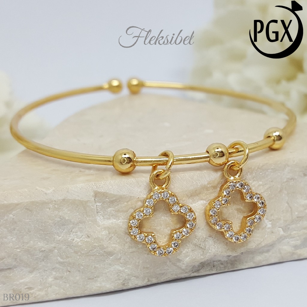PGX Gelang Bangle Fleksibel Perhiasan Xuping Lapis Emas - BR019
