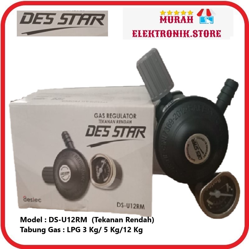 Regulator Gas DESSTAR DS-U12RM &amp; DS-U12R Tekanan Rendah dengan Indikator Meter