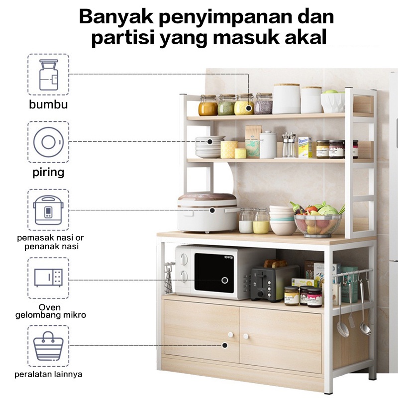 HRAK Rak Dapur/Rak Oven Microwave Bumbu Dapur Kayu Serbaguna/ Rak Oven/ Rak Microwave