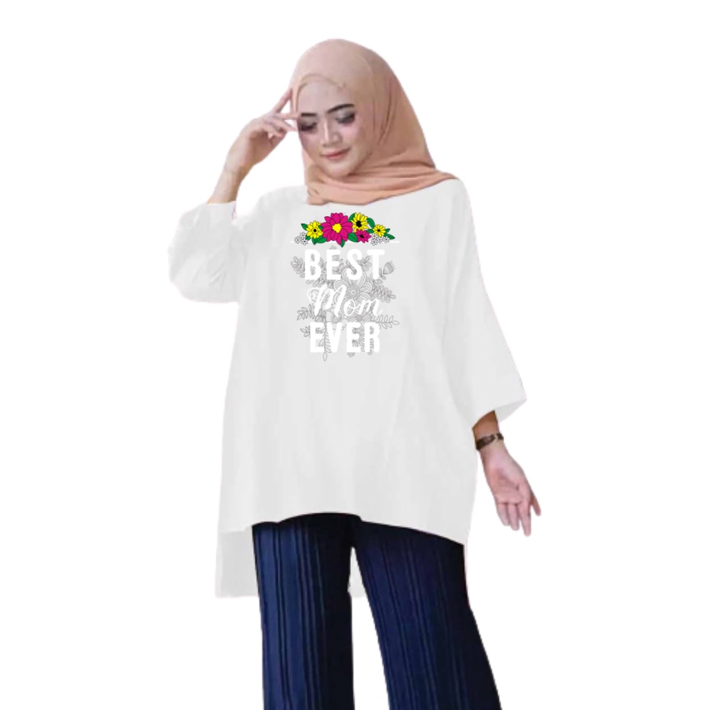 Tunik Jumbo Best Mom Ever/ Atasan Wanita XL, XXL