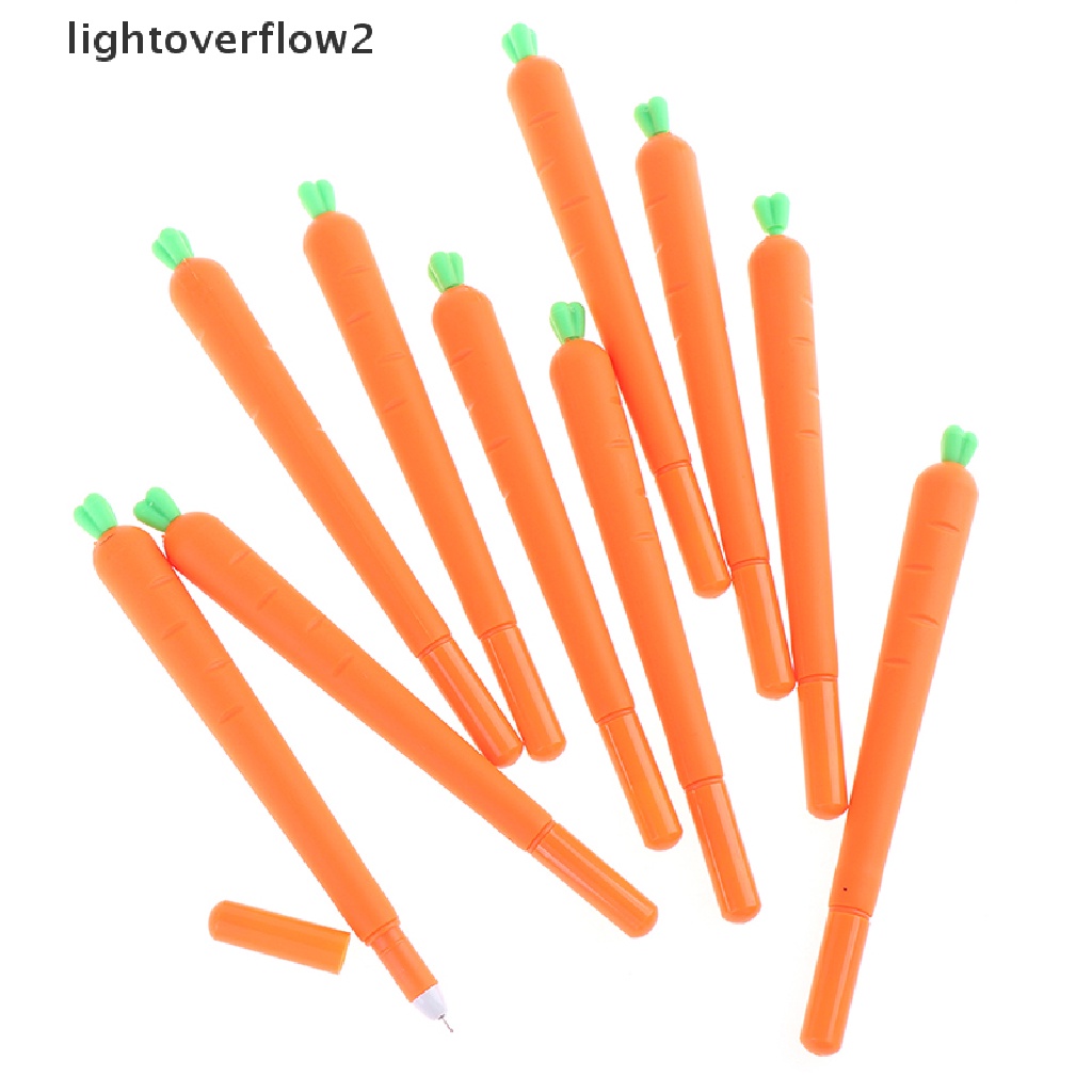 (lightoverflow2) 10pcs Pulpen Gel 0.5mm Tinta Hitam Dengan Hiasan Wortel (ID)