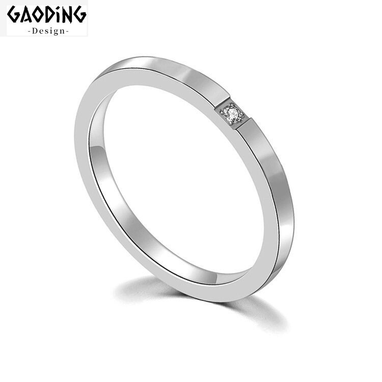 Cincin Berlian Zircon Luminescent Bahan Stainless Steel Warna Silver Untuk Wanita