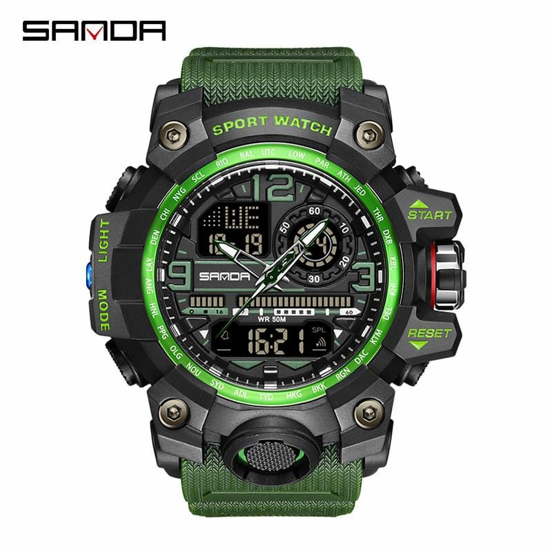 BIG SALE SANDA 3133 Jam Tangan Pria Digital Analog Tali Rubber Chronograph Anti Air