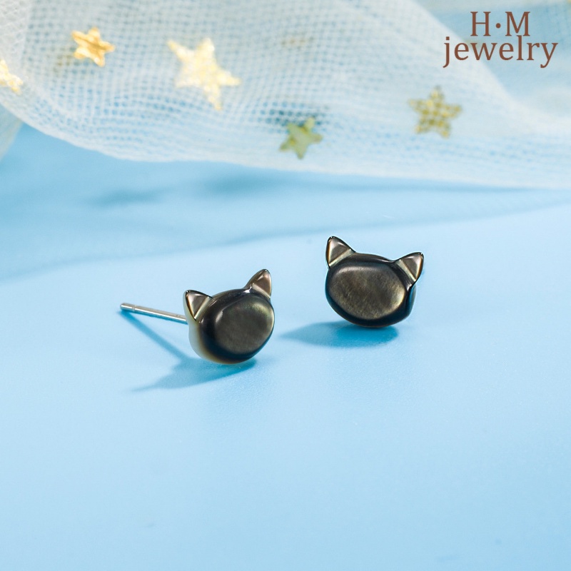 Anting Tusuk Bentuk Kucing Hitam Putih 3D Untuk Wanita 2022