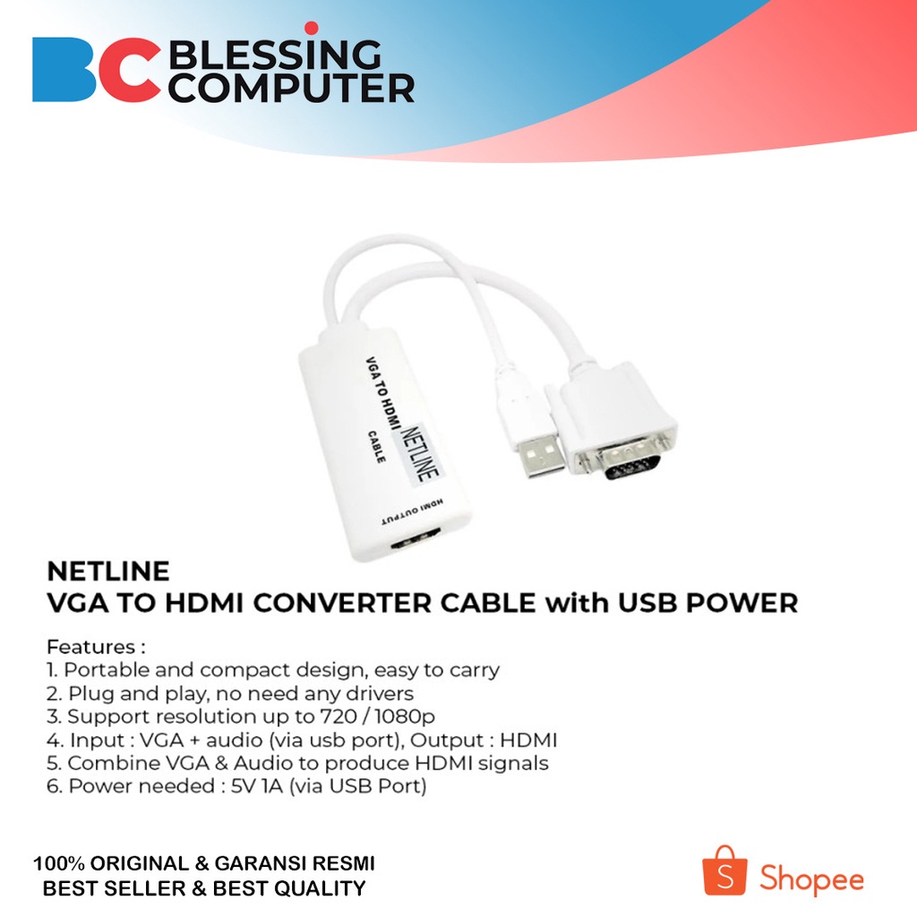 CONVERTER VGA TO HDMI (USB POWER)