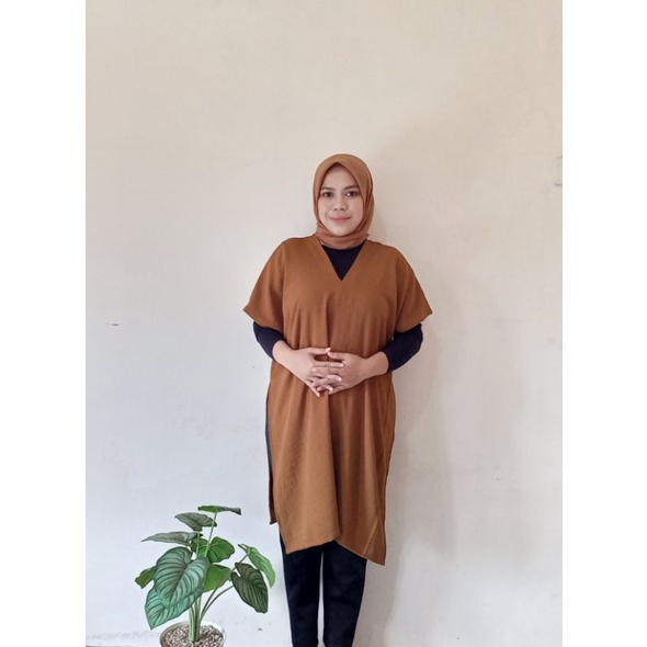 LONG SQUARE TOP ATASAN BLOUSE WANITA CRINKLE BIG SIZE