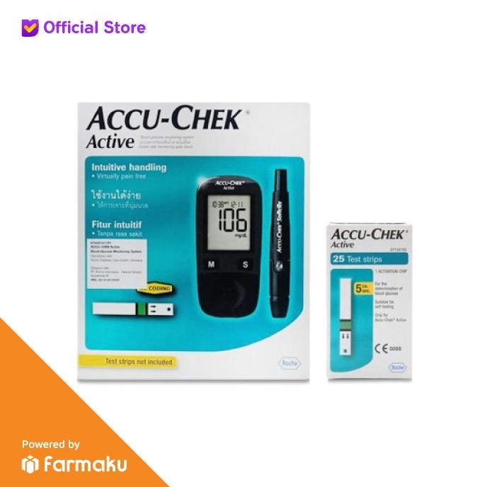 Accu-Chek Active Paket Alat Cek Tes Gula Darah (Alat, Strip, Lancet) -