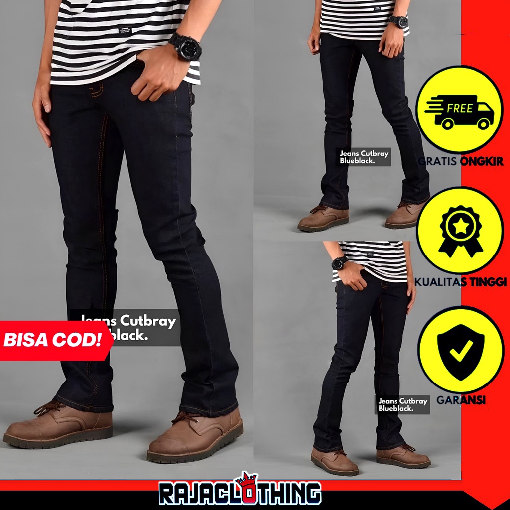 RCL - Celana Jeans Cutbray Pria / Jeans Bootcut / Jeans Biowash Model Chepmonday / Celana Cutbray Pria Best Seller Jean Komprang / Flare Cutbray thn 90an Celana Lebar Bawah 25CM Retro Denim