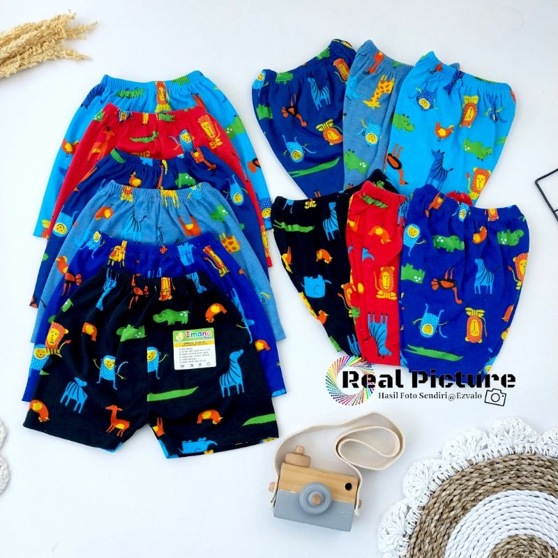 6PCS CELANA PENDEK BAYI PRINTING 0-6 BULAN