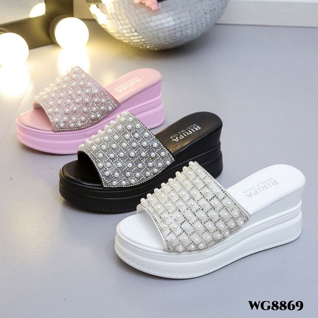Sandal Mutiara Wedges Highsole Korea Shoes WG8869