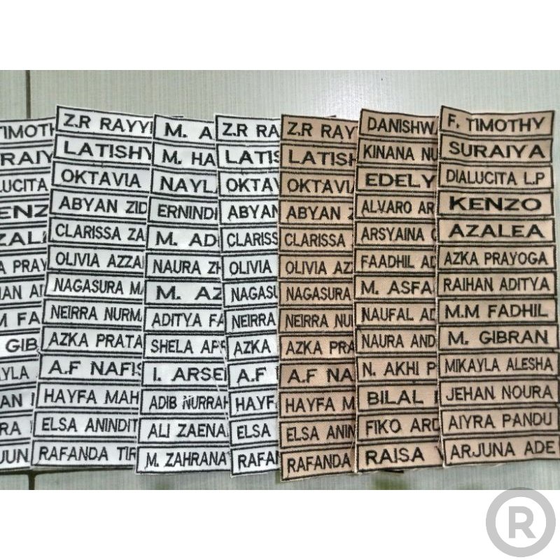 BORDIR NAME TAG SEKOLAH ( Hari Jadi) Bordir Nama Custom