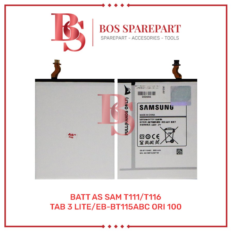 BATTERY AS SAMSUNG T111 / T116 / TAB 3 LITE / EB-BT115ABC ORI 100 / BATERAI / BATRE