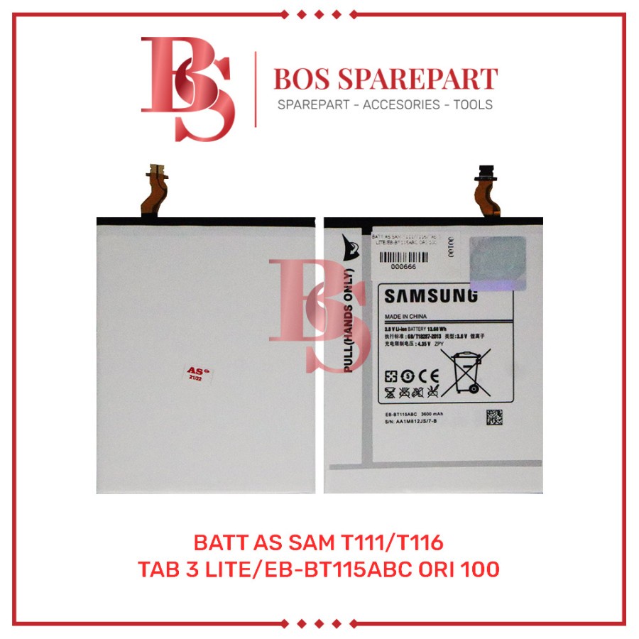 BATTERY AS SAMSUNG T111 / T116 / TAB 3 LITE / EB-BT115ABC ORI 100 / BATERAI / BATRE