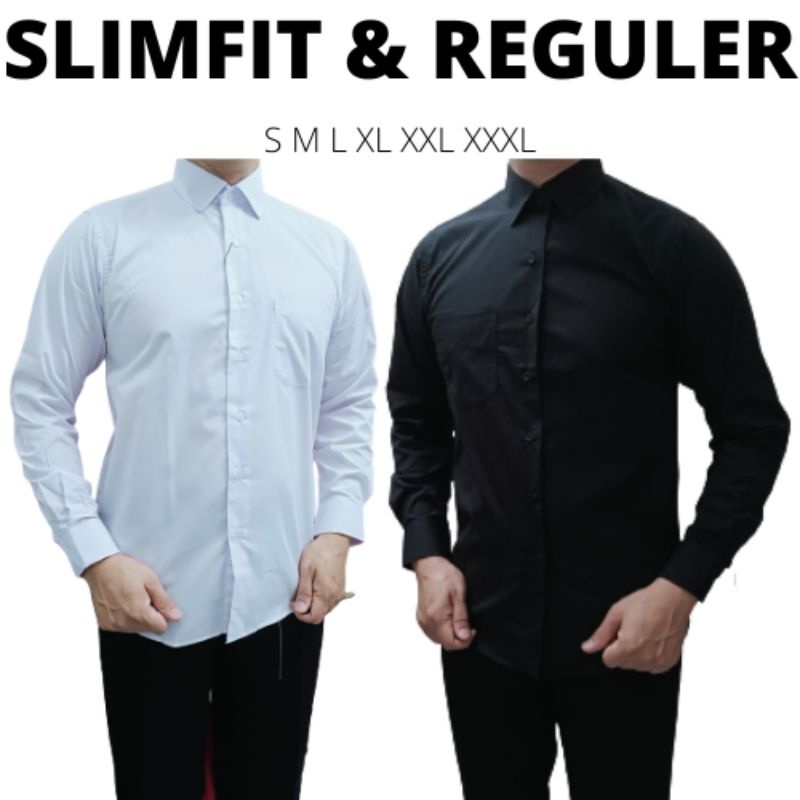 BISA COD Kemeja Polos Pria Lengan Panjang Kemeja Katun Kemeja Putih Kemeja Hitam Kemeja Pria