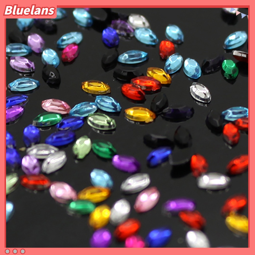 [bluelans] Stiker Stud Glitter 3D Bentuk Oval Multi Warna untuk Dekorasi Nail Art DIY