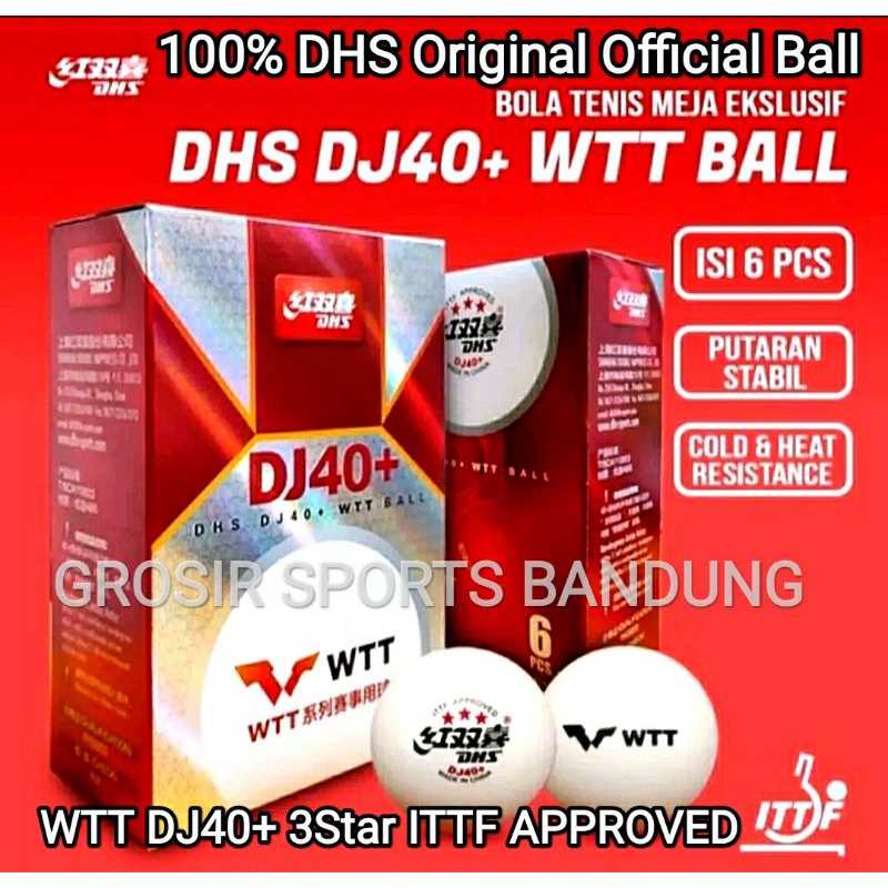 Jual Bola Pingpong / Tenis Meja DHS DJ40+ WTT 3-Star / Bintang Tiga ...