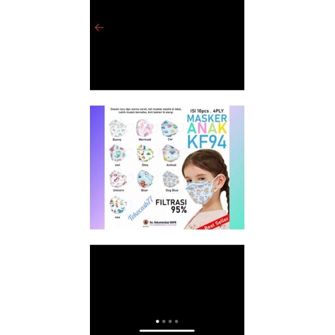 MASKER KF94 ANAK MOTIF COWOK DAN CEWEK