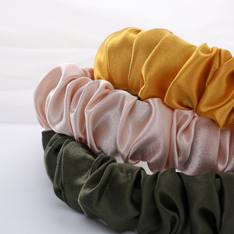 Bando Scrunchie Serut Satin Besar Korea Headband Ruffle Bandana Polos Wanita