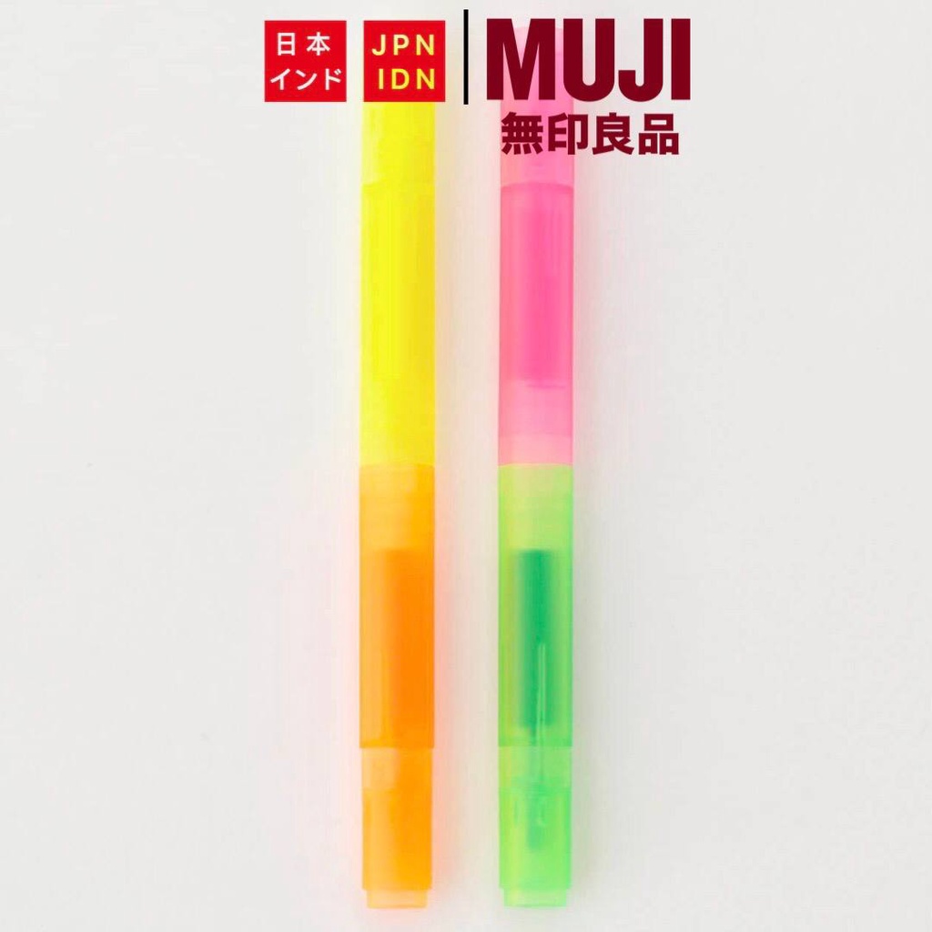 

[Ready Stock] Muji Highlight Water-based hexagon two-color twin marker set | Stabillo made in Jepang
