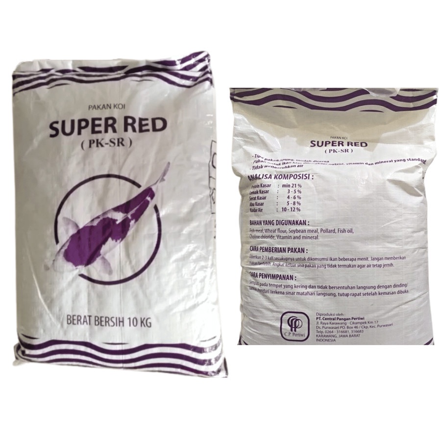 PK 2mm / 5mm Merah Karung 10kg Pakan Ikan Koi CP Super Red SR Karungan 10 Kg
