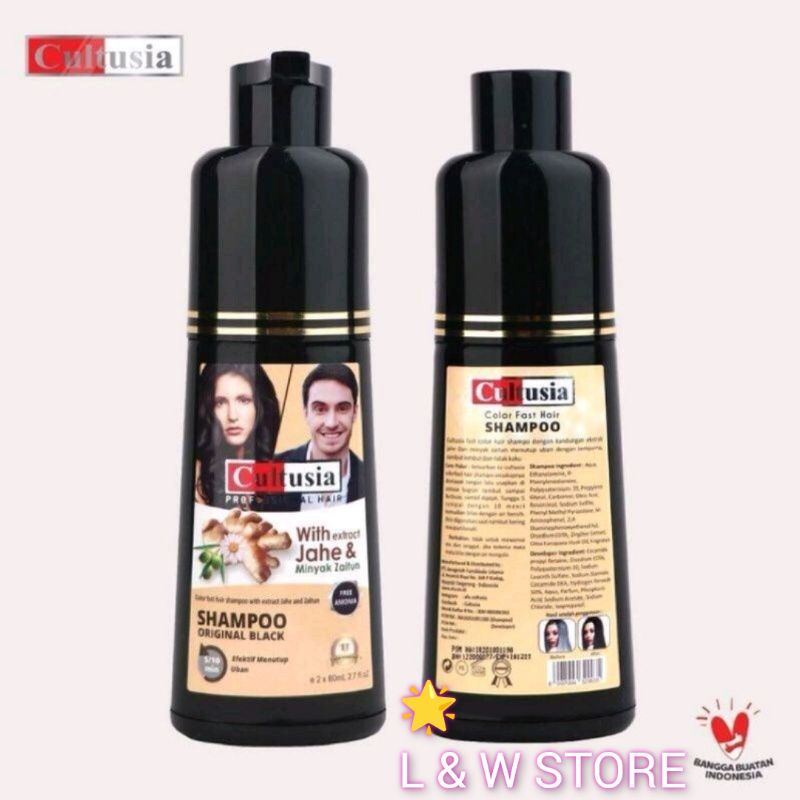 Cultusia Coloring  Shampoo Original Black With  Ekstrak Jahe &amp; Minyak Zaitun  160ml