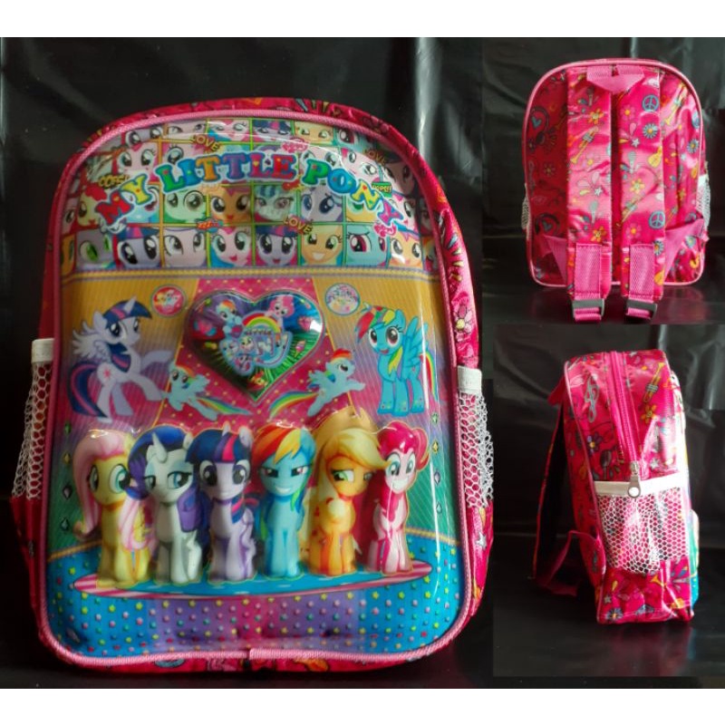 Tas Ransel Tk Paud Perempuan BT21 Little Pony Boba LOL Unicorn Stumble Guys Black Pink / Tas Ransel Tk Paud Cewe LED Karakter