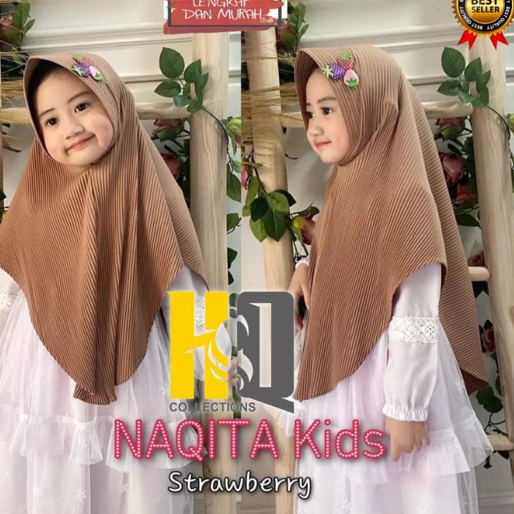 TUR.22Oc22a ▫ Hijab anak perempuan hijab anak bergo plisket strawberry kerudung anak perempuan