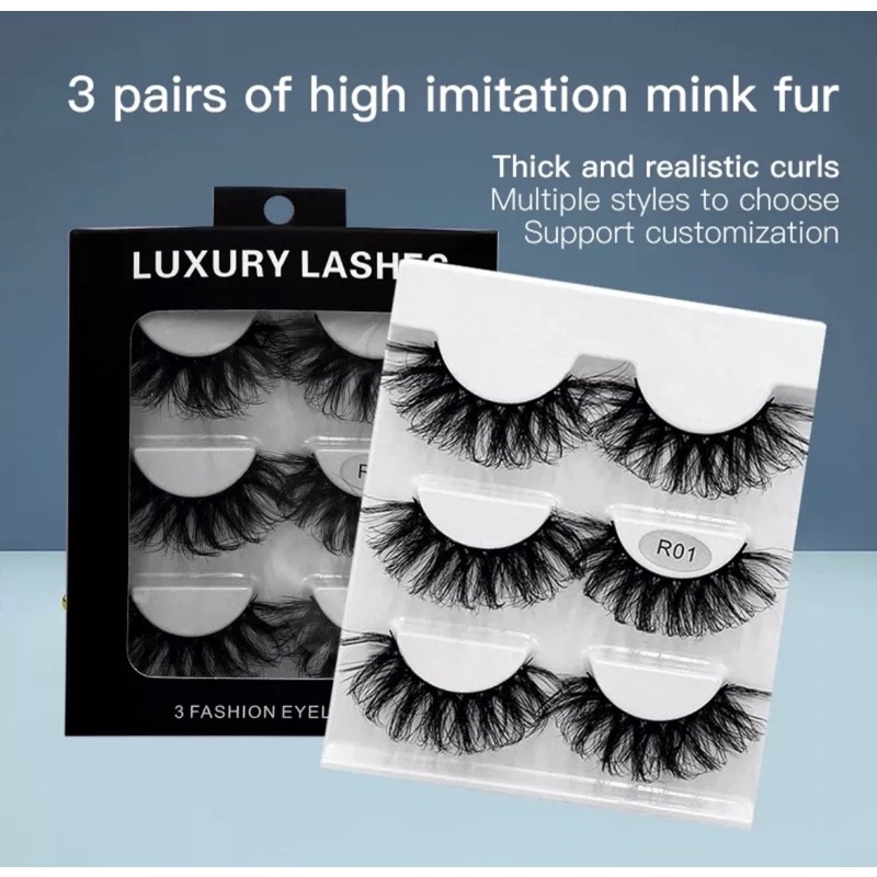 3 PASANG Professional False Eyelashes 6D Mink Lashes Natural Eyelashes Fake Eyelash Extension Makeup Tools Lash Extension Supplies