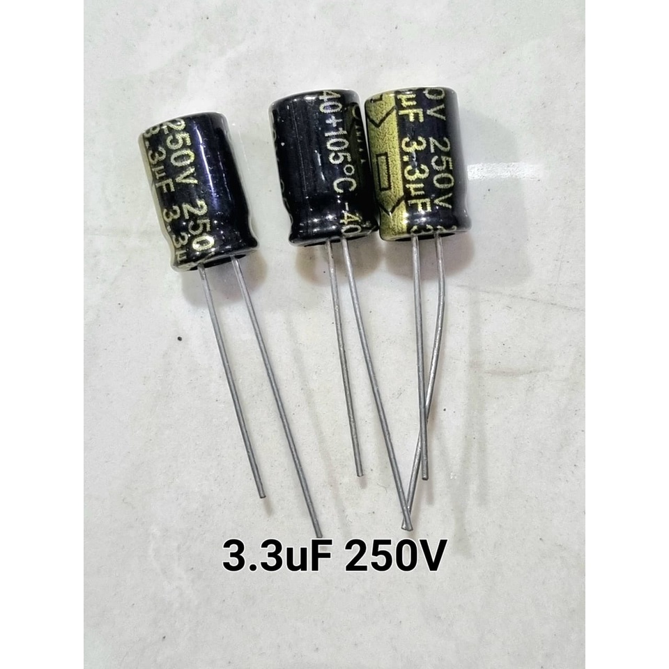 Kapasitor Capacitor ELCO 3.3uf 250v / 3.3 uf 50 v / 3.3uf/50v Elko 3.3uF 250V
