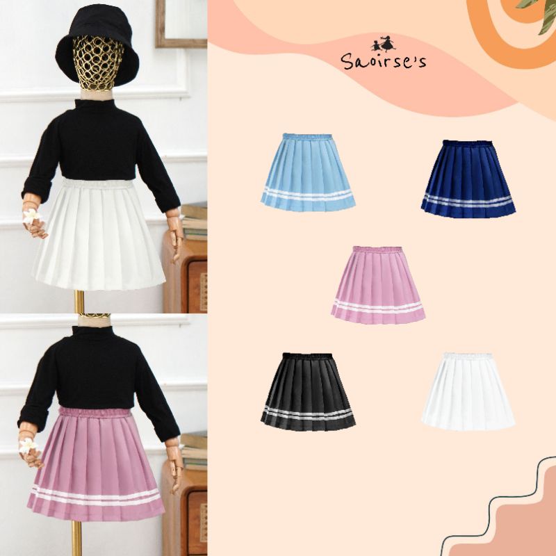 SAOIRSE'S Hailey - Rok Tenis Plisket Anak Perempuan Korea/Flare Skirt Katun Anak /Rok Mini 1-10 Th