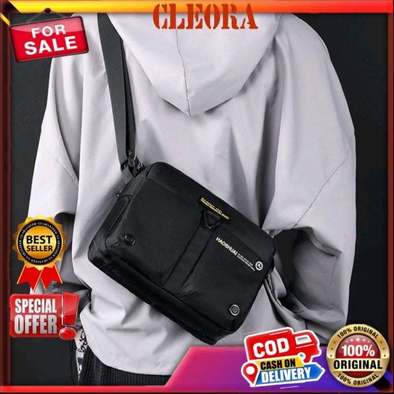 Tas Selempang Pria HAOSHUAI Original Sling Bag Pria Waterproof Kekinian Import Impor Bahan Premium A