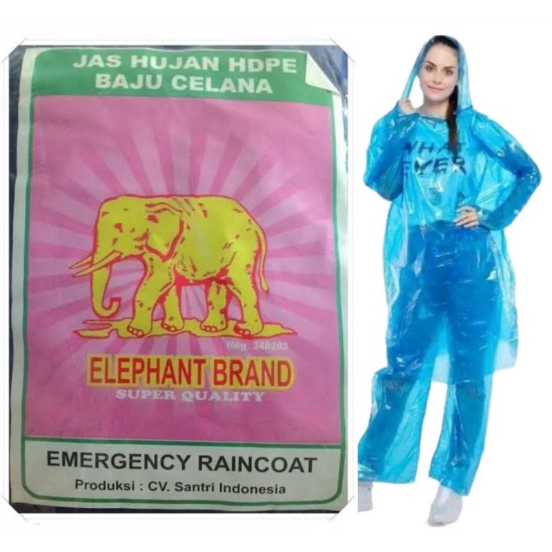 Jas hujan HDPE Jaket Celana Elephant Brand [TERAWET,  TERKENAL CAP GAJAH]