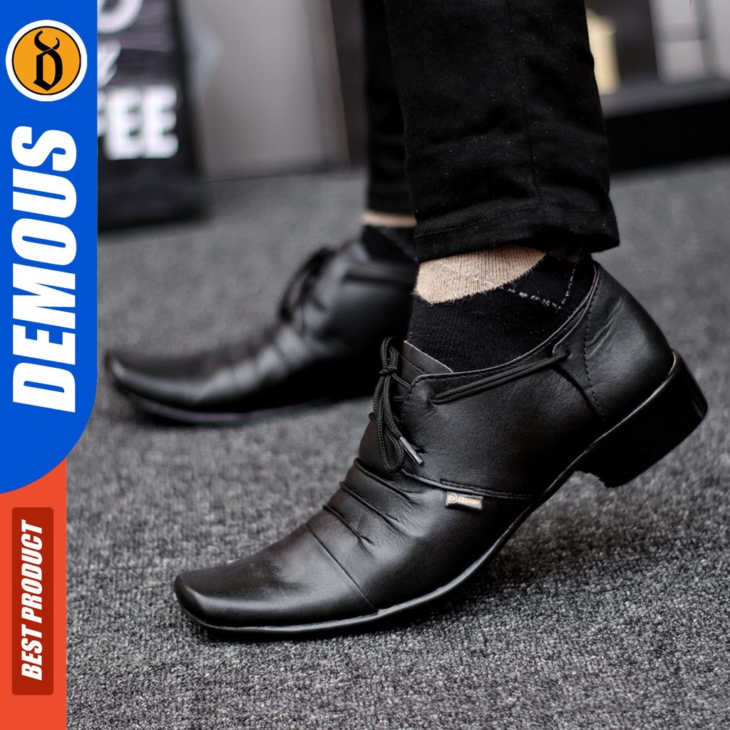 DEMOUS Reempel - Sepatu Formal Pantofel Kulit Asli Kerja Pria