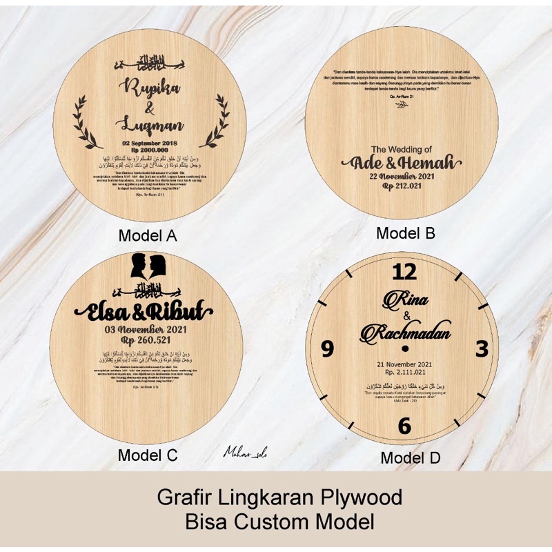 Grafir bulat playwood bahan mahar acesories mahar nikah