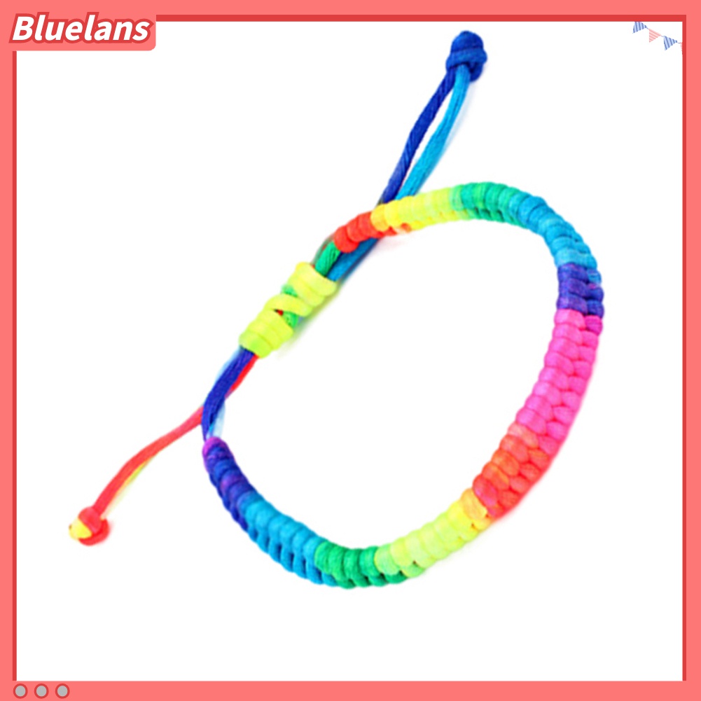 Gelang Anyaman Warna-Warni Pelangi Fluorescent Untuk Wanita