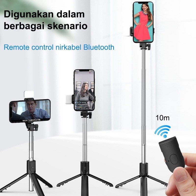 TRIPOD TONGSIS 4IN1 AK-07S BLUETOOTH REMOTE + LED LIGHT STAND HP AK07S