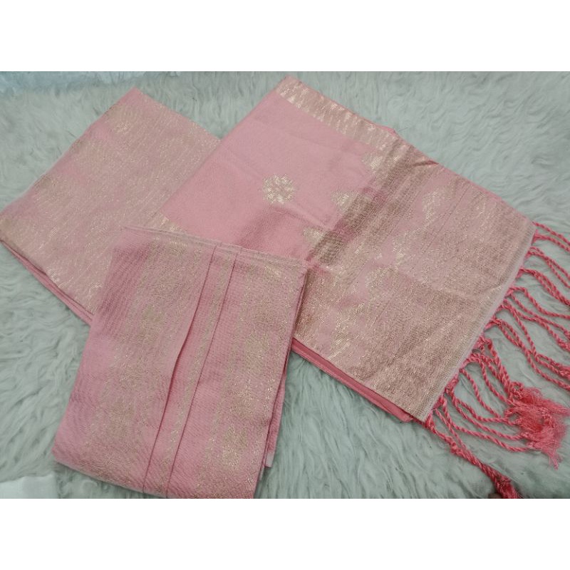 stelan songket silungkang warna pink soft