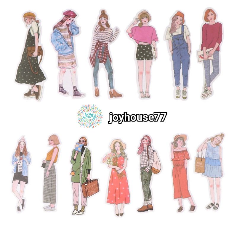 

15pc Stiker Perempuan Sticker Wanita Casual Jurnal Buku Diary Scrapbook Journal Studygram DIY Craft Hiasan Deco