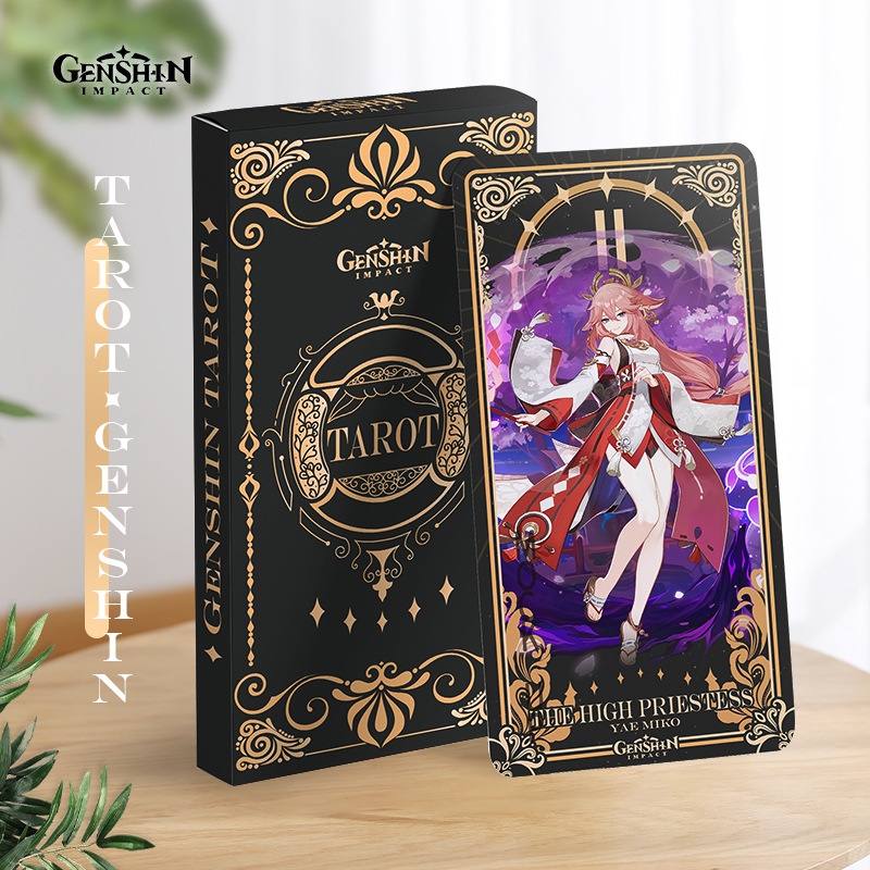 22 Pcs / set Kartu Tarot Desain Anime Komik Genshin Impact Beelzebul Miko Kazuha Untuk Koleksi