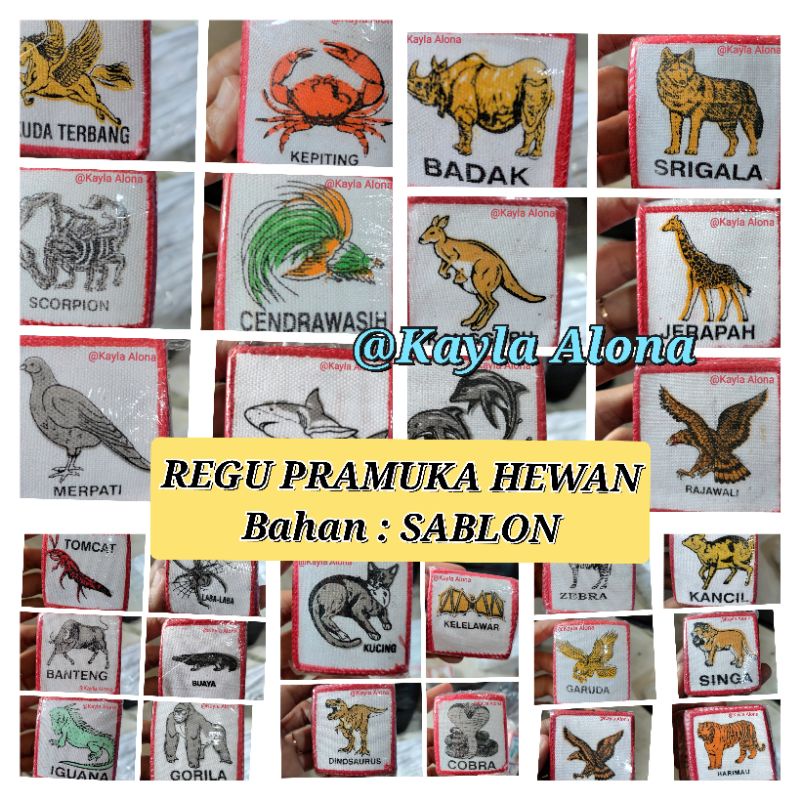 ( Harga per 1pcs / ECER  ) REGU PRAMUKA HEWAN ( SABLON )