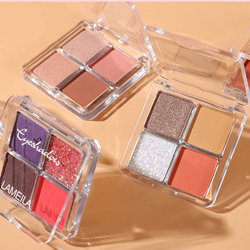 LAMEILA Eyeshadow 4 Warna Kombinasi Glitter Waterproof Tahan Lama 3049