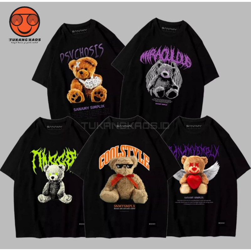 (BISA COD) KAOS DISTRO MOTIF BONEKA BERUANG PRIA WANITA BAJU T-SHIRT CEWEK COWOK KAOS TEDDY BEAR KER