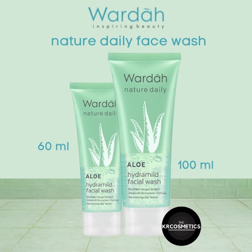 Wardah Nature Daily Aloe Hydramild Facial Wash - Gel pembersih wajah 60 ml 100 ml