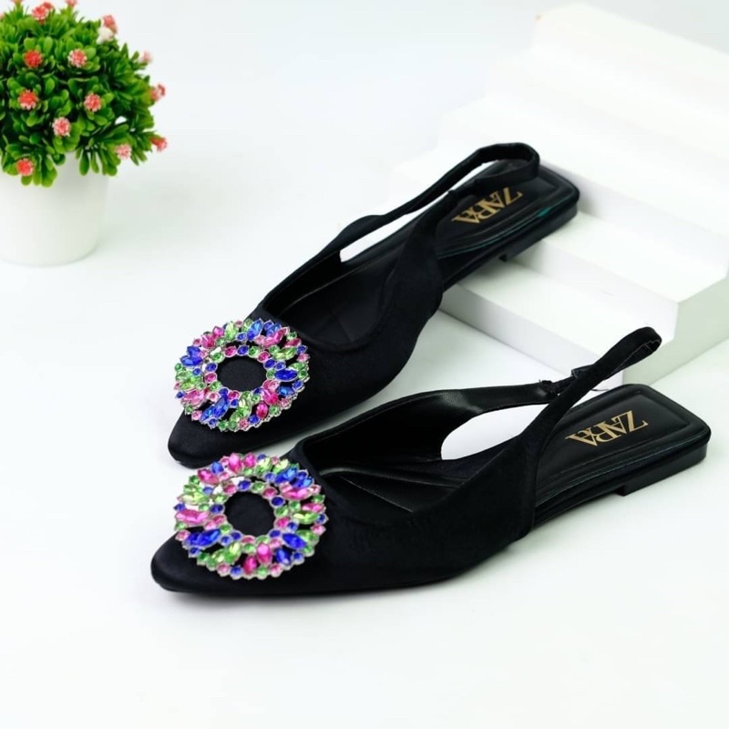 [7.7 Boombastis Sale⚡] - SEPATU WANITA FLAT SHOES DIAMOND ZS464 PREMIUM IMPORT