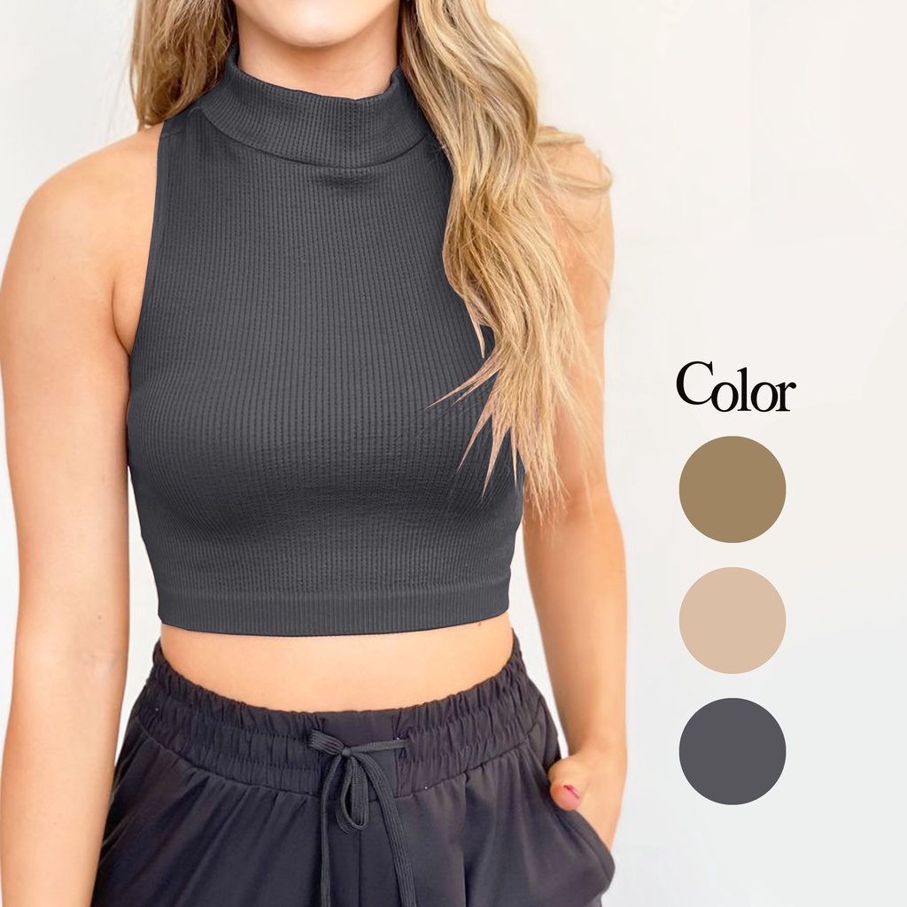 KNIT TURTLENECK SLEEVELESS | TURTLENECK KNIT/RAJUT TANPA LENGAN WANITA BY YOUNIQ