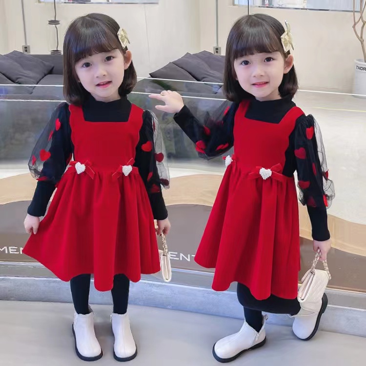 【Baru Datang!!!】(0-4 Tahun )QZ-109 Dress Setelan LOVE anak perempaun