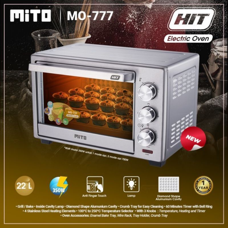 Oven Mito hit mo777electric oven listrik 22 liter 350 Watt (low Watt)
