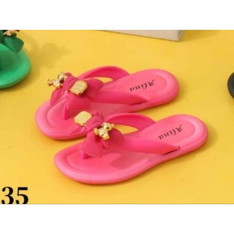 Sandal jepit anak perempuan Motif Pita Cantik sandal anak cewek import Kekinian nyaman Sandal jelly anak perempuan viral